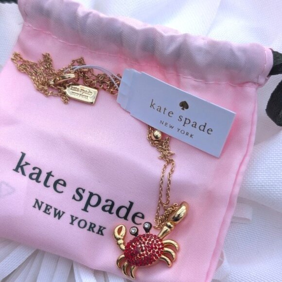 Kate Spade Shore Thing Pave Crab Necklace w Dust Bag NWT - Picture 2 of 2